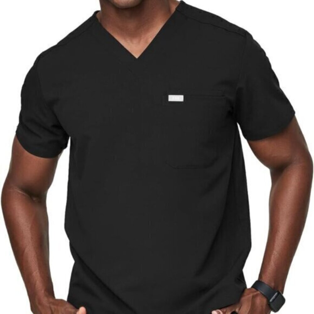 FIGS Leon Scrub Top Pharmacist Doctor Surgeon Nurse Black Size XL EUC #2052